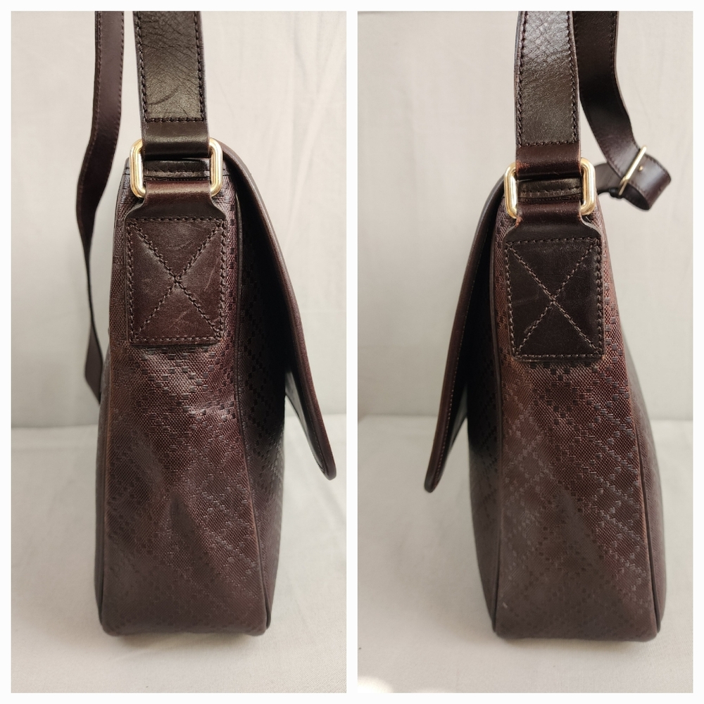 ✨️GUCCI Brown Diamante Leather Messenger Bag - Picture 8 of 16